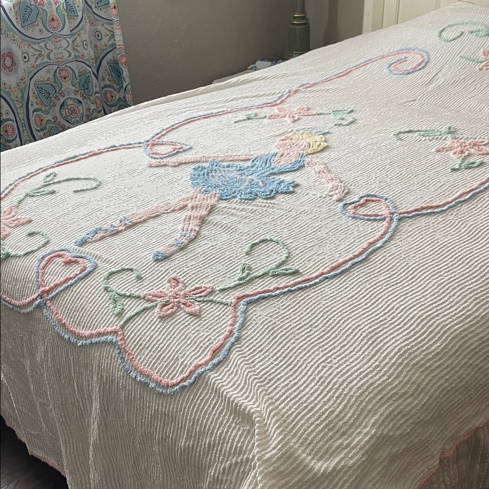 Vintage Chenille Ballerina coverlet